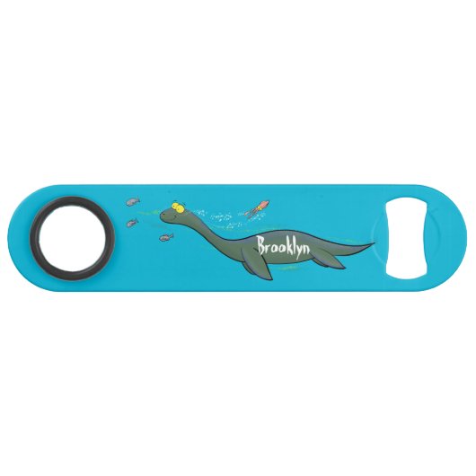 Kute, gelukkig zee monsterplesiosaur cartoon speed flessenopener (Voorkant (Horizontaal))