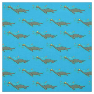 Kute, gelukkig zee monsterplesiosaur cartoon stof