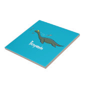 Kute, gelukkig zee monsterplesiosaur cartoon tegeltje (Zijkant)