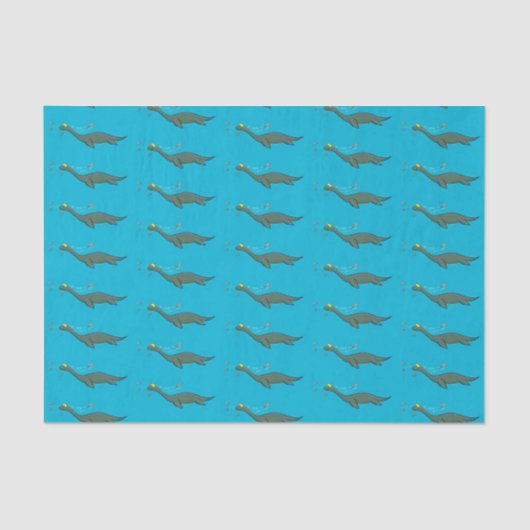 Kute, gelukkig zee monsterplesiosaur cartoon tissuepapier (Voorkant)