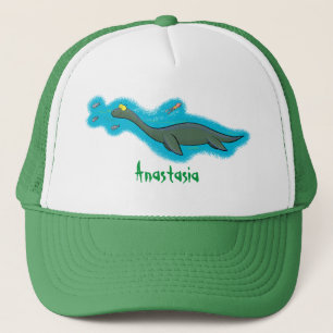 Kute, gelukkig zee monsterplesiosaur cartoon trucker pet