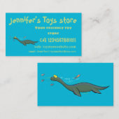 Kute, gelukkig zee monsterplesiosaur cartoon visitekaartje (Voorkant / Achterkant)