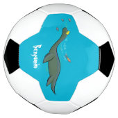 Kute, gelukkig zee monsterplesiosaur cartoon voetbal (Gedraaid)