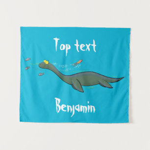 Kute, gelukkig zee monsterplesiosaur cartoon wandkleed