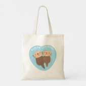 Kute gemaakt voor elke Otter Pun, blauw hart Tote Bag (Achterkant)