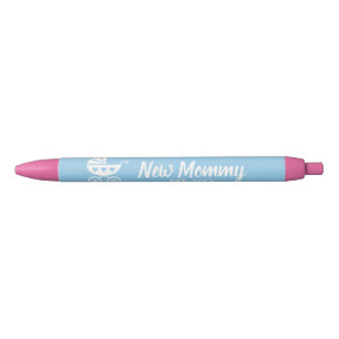 Kute gender onthult jongen of baby shower party va blauwe inkt pen