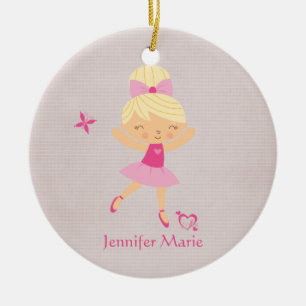 Kute gepersonaliseerde bondeharing ballerina-versi keramisch ornament
