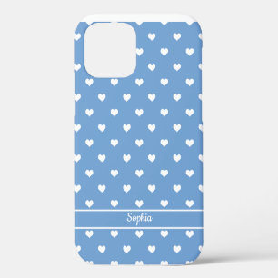 Kute gepersonaliseerde naam harten patroon blauw Case-Mate iPhone case