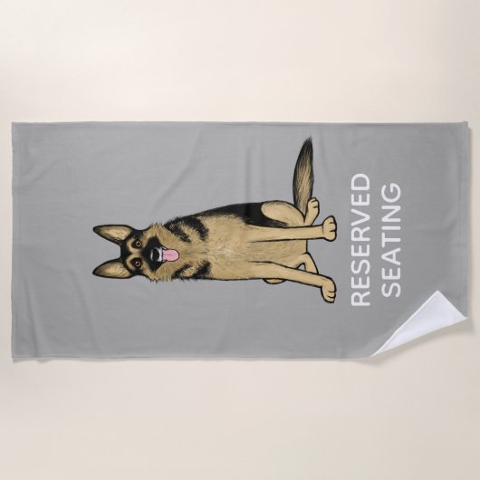 Kute German Shepherd Dog Reserved Seating | Aangep Strandlaken (Voorkant)