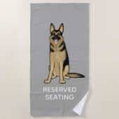 Kute German Shepherd Dog Reserved Seating | Aangep Strandlaken (Voorkant)