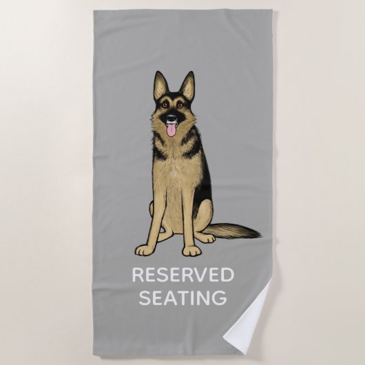 Kute German Shepherd Dog Reserved Seating | Aangep Strandlaken (Voorkant)