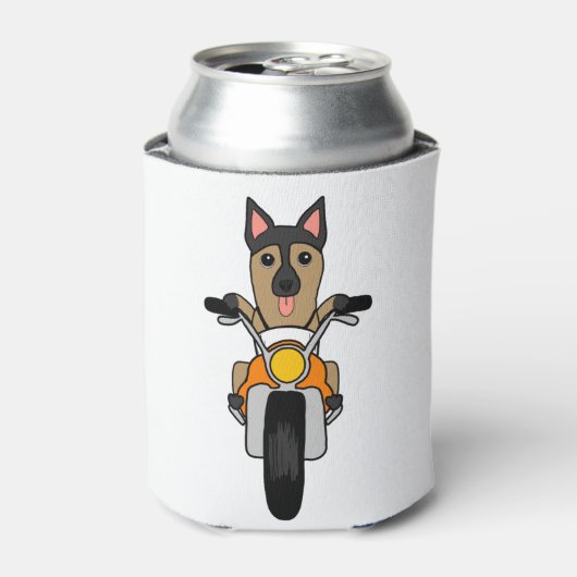 Kute German Shepherd Dog Riding Motorcycle Blikjeskoeler (Blikje Voorkant)
