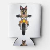 Kute German Shepherd Dog Riding Motorcycle Blikjeskoeler (Voorkant)