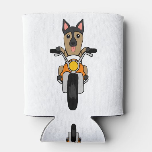 Kute German Shepherd Dog Riding Motorcycle Blikjeskoeler (Achterkant)