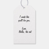 Kute gestripte kat met naaimachine cadeaulabel (Achterkant)