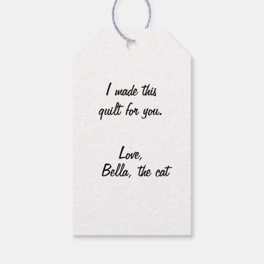 Kute gestripte kat met naaimachine cadeaulabel (Achterkant)