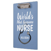 Kute Geweldige verpleegster Stethoscoop Blauw op m Klembord (Links)