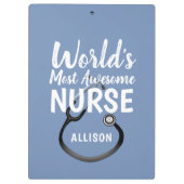 Kute Geweldige verpleegster Stethoscoop Blauw op m Klembord (Achterkant)