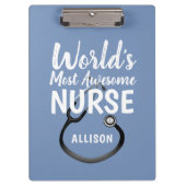 Kute Geweldige verpleegster Stethoscoop Blauw op m Klembord (Voorkant)