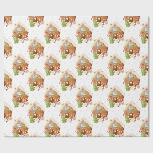 Kute Gingerbrood House kerstinpakken papier (Vlak)