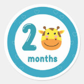 Kute Giraffe Baby Maandelijkse mijlpaal Ronde Sticker (Voorkant)