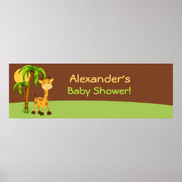 Kute Giraffe Baby shower Banner Poster