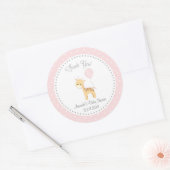 Kute Giraffe Baby shower sticker (roze) (Envelop)