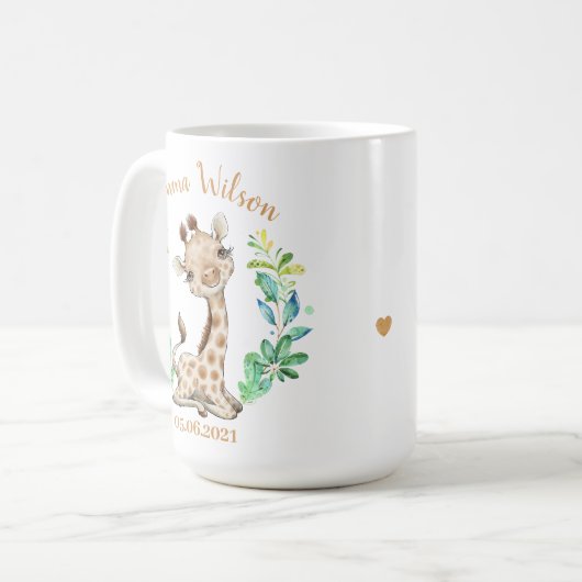 Kute Giraffe Birthday Coffee Mok (Voorkant links)