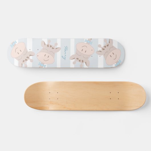 Kute Giraffe (blauw) skateboard (Horizontaal)