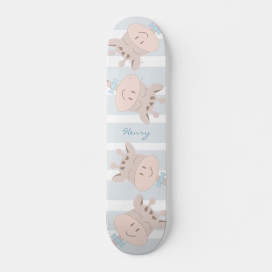 Kute Giraffe (blauw) skateboard (Voorkant)