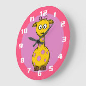 Kute Giraffe Bubble gom Roze Grote Klok (Hoek)