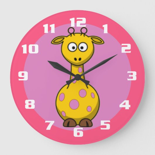 Kute Giraffe Bubble gom Roze Grote Klok (Voorkant)