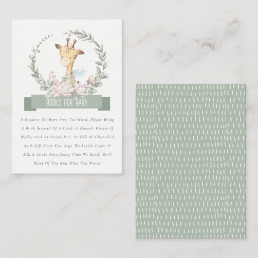 Kute Giraffe flesvormig handboek voor Baby shower Informatiekaartje (Voorkant / Achterkant)