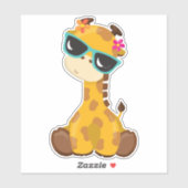Kute Giraffe, Giraffe met zonnebril, stuitend dier Sticker (Vel)