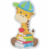 Kute Giraffe, Giraffe naar school, boeken Sticker (Voorkant)