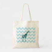 Kute Giraffe Hand Drawn Sketch on Blue Chevron Tote Bag (Voorkant)