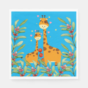 Kute Giraffe in een oerwoud Servet