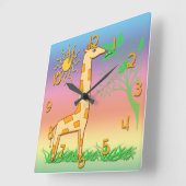 Kute Giraffe Kind Square Wall klok (Hoek)