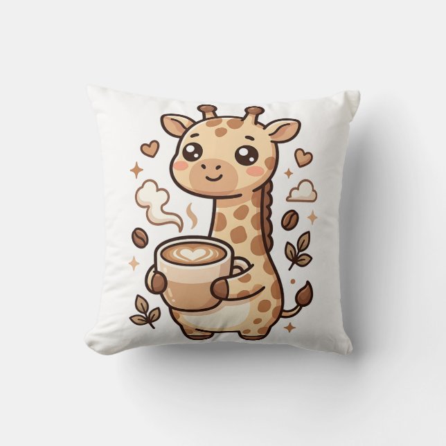 Kute Giraffe Latte Art Worpillow Kussen (Voorkant)