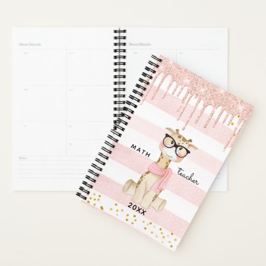 Kute Giraffe met bril Wiskunde leraarsplanner Planner (Display)