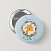 Kute Giraffe met een Floral Wreated Baby shower Ronde Button 5,7 Cm (Voorkant /achterkant)