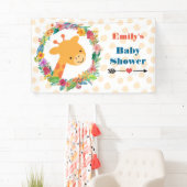 Kute Giraffe met een Floral Wreated Baby shower Spandoek (Insitu)