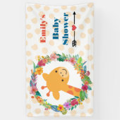Kute Giraffe met een Floral Wreated Baby shower Spandoek (Verticaal)