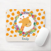 Kute Giraffe met een gepersonaliseerde Floral Wrea Muismat (Met muis)