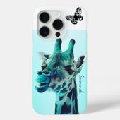 Kute  Giraffe met een vlinder op Aqua Case-Mate iPhone Case (Achterkant)