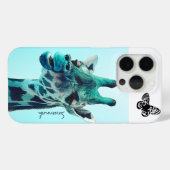 Kute  Giraffe met een vlinder op Aqua Case-Mate iPhone Case (Achterkant (horizontaal))