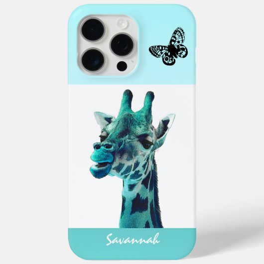 Kute  Giraffe met een vlinder op Aqua Case-Mate iPhone Case (Achterkant)