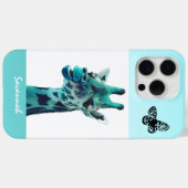 Kute  Giraffe met een vlinder op Aqua Case-Mate iPhone Case (Achterkant (horizontaal))