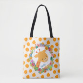 Kute Giraffe met een Waterverf Floral Wreater Tote Bag (Voorkant)