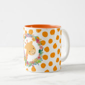 Kute Giraffe met een Waterverf Floral Wreater Tweekleurige Koffiemok (Voorkant rechts)